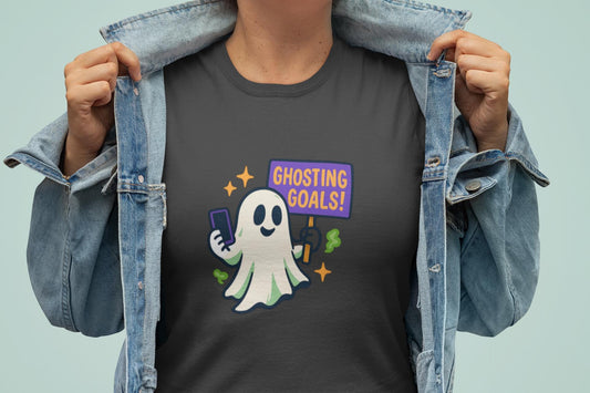 Ghosting Goals Youth Short Sleeve Tee, Fun Halloween Tee, Cute Ghost Graphic Tee, Spooky Season Apparel, Kids' Halloween Top Back to School