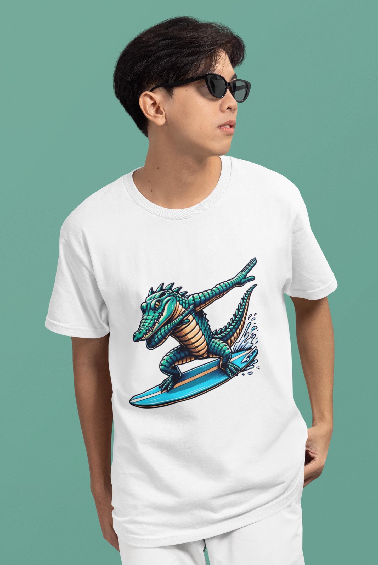 Surfing Dinosaur Kids Tee, Fun Summer Shirt, School Clothing, Back to school  Tee, Cute Animal Graphic Tee, Youth Surf Shirt, Back to School
