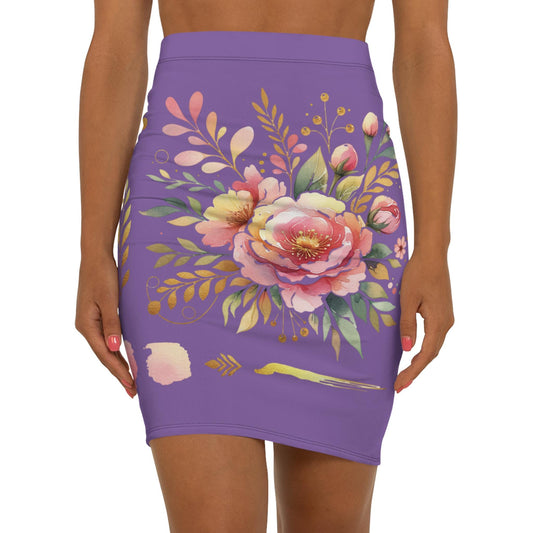 Floral Women's Mid-Waist Pencil Skirt, Chic Design for Everyday, Office Wear, Floral Fashion Statement, Gift for Her, Fun Spring Summer Wear
