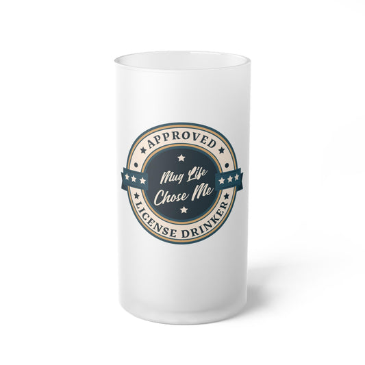Father's Day Beer Mug - "Mug Life Chose Me", Frosted Beer Mug, Playful Beer Glass Joke, Father's Day Present, Gift for Dad Husband Boyfriend