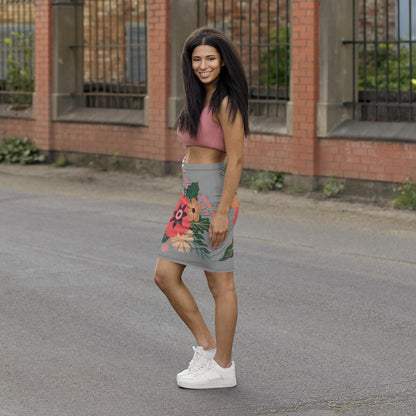 Floral Women's Mid-Waist Pencil Skirt, Chic Design for Everyday, Office Wear, Floral Fashion Statement, Gift for Her, Fun Spring Summer Wear