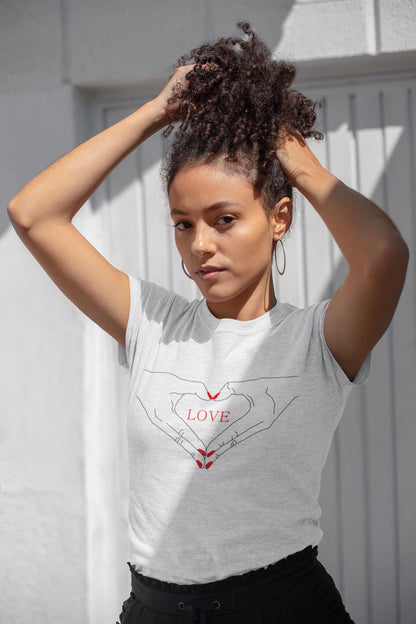 I Heart Love Hands Unisex Jersey Tee, Cute Couple Shirt, Gift for Her, Gift for Him, Valentine's Day Gift, Everyday Casual Wear
