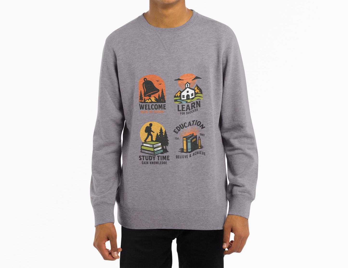 Kids Inspiring Sweatshirt - Welcome, Learn, Study Time, Fun Sweatshirt, Classroom Style, Back to School, Gift for Boy & Girl Back to School