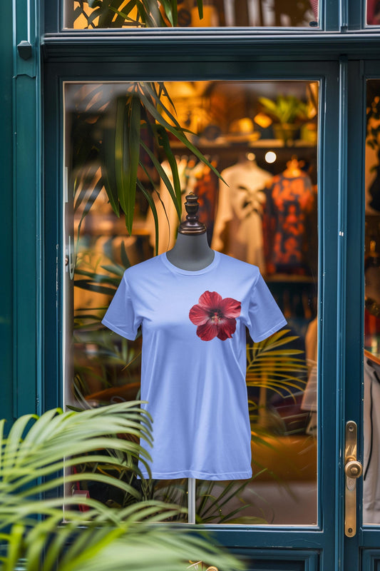 Hibiscus Flower Beach T-Shirt, Casual Comfort Tee, Lightweight Summer Shirt, Everyday Wear, Nature Enthusiast Apparel, Comfort Colors Tee