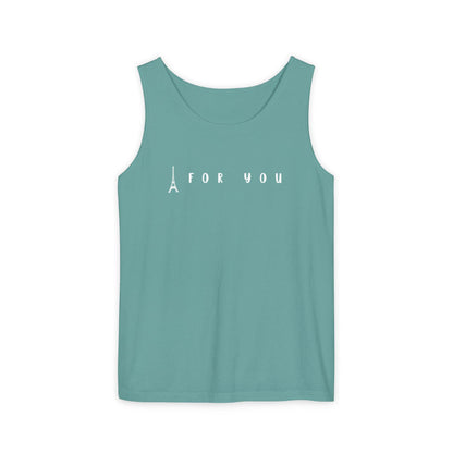Eiffel in Love Tank Top, Playful Summer Beach Top, Flirty French Kiss Top, Paris Vacation Tank Top, Romantic Graphic Top for Her & Him