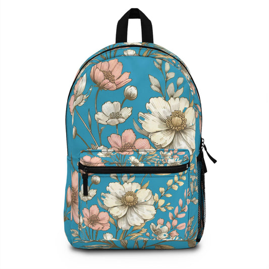 Boho Floral Backpack, Flower School Bag, Flower Print bag, Ideal for Elementary & Middle School Students, Back to School Supply for Students