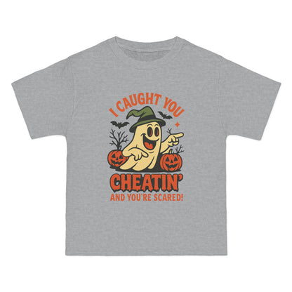 Playful Halloween T-Shirt, Funny Ghost Tee, Spooky Costume Top, Halloween Party Wear, Trick or Treat Shirt,  Halloween Cheating Meme T-Shirt