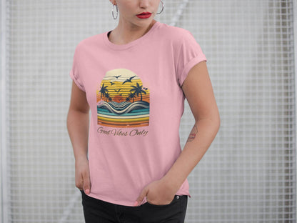 Sunshine Good Vibes Only Shirt, Summer Vibe Shirt, Everyday Comfort Colors, Only Good Vibes, Retro Sunset Rays Shirt, Weekend Style  T-Shirt