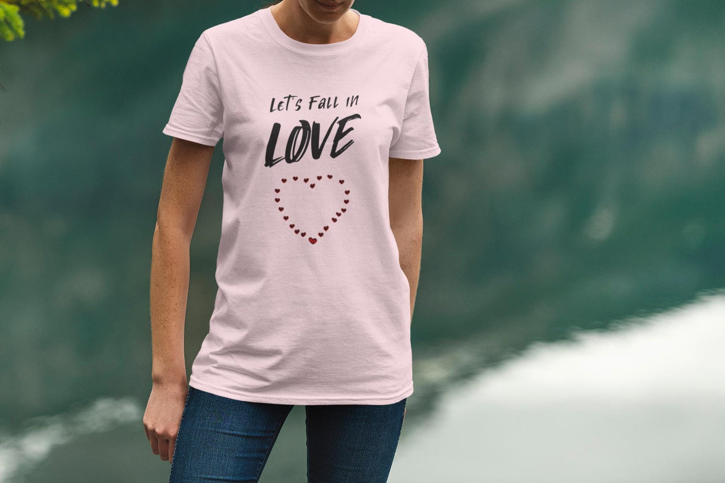 Romantic Love Tee - Let's Fall in Love - Unisex Jersey Short Sleeve T-Shirt, Valentine's Day Gift, Couple Apparel, Love Statement