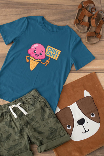 Kids Ice Cream T-Shirt - Chill Out Tee for Summer Fun, Gift for Boy & Girls, Playtime Essentials, Summer Vibes, Back to School Apparel
