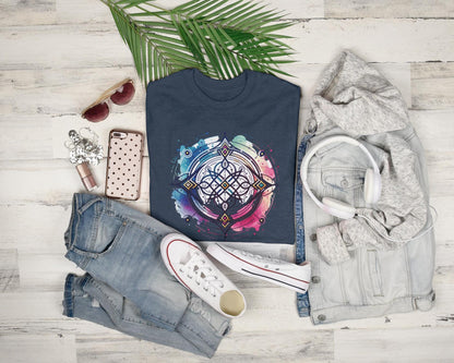 Neodiverse Astro Celestial Neo-Soul T-Shirt, Colorful Mandala Design, Boho Tee, Comfortable Casual Wear, Perfect for Festivals