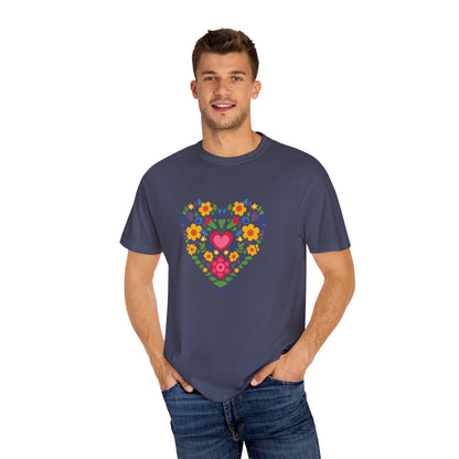 Floral Heart Unisex T-Shirt, Colorful Graphic Tee for Nature Lovers, Perfect for Spring Parties, Mother's Day Gift, Casual Everyday Wear