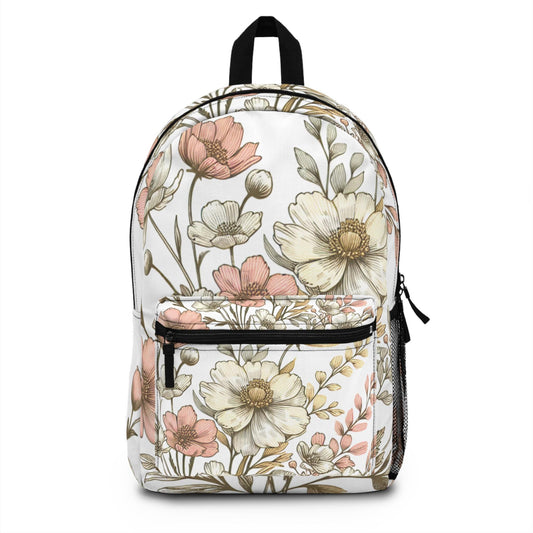 Boho Floral Backpack, Flower School Bag, Flower Print bag, Ideal for Elementary & Middle School Students, Back to School Supply for Students