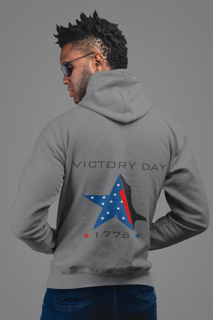Victory Day Hoodie, Patriotic Sweatshirt, Comfy Casual Wear, Gift for Veterans, Independence Day Apparel, American Pride, Red White Blue
