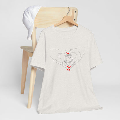 Heartfelt Unisex Jersey Tee - Perfect Gift for Valentine's Day, Casual Wear, Roses, Hand Heart, Trendy Style, Friendship, Thoughtful Present