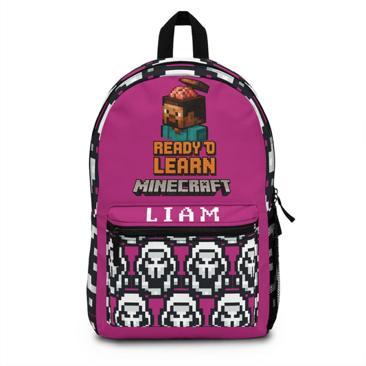 Minecraft Inspired Backpack, Personalized School Bag for Elementary & Middle School Kid, Custom Name Bag for Gamer Enthusiast Back-to-School