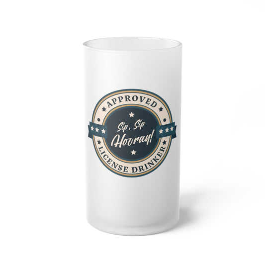Father's Day Beer Mug - "Sip, Sip, Hooray",  Frosted Beer Mug,  Playful Beer Glass Joke, Father's Day Present, Gift for Dad Boyfriend