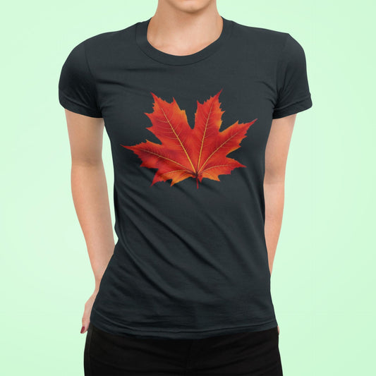 Autumn Red Maple Leaf Graphic T-Shirt, Fall Leaves Tee, Unisex Shirt, Nature Lover Gift, Thanksgiving Top