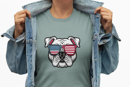 4th of July Pet Bulldog T-Shirt, Men and Women for July 4th, Summer, Independence Day, Red White Blue, Comfort Colors Back to School Apparel