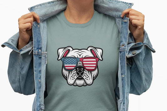 4th of July Pet Bulldog T-Shirt, Men and Women for July 4th, Summer, Independence Day, Red White Blue, Comfort Colors Back to School Apparel