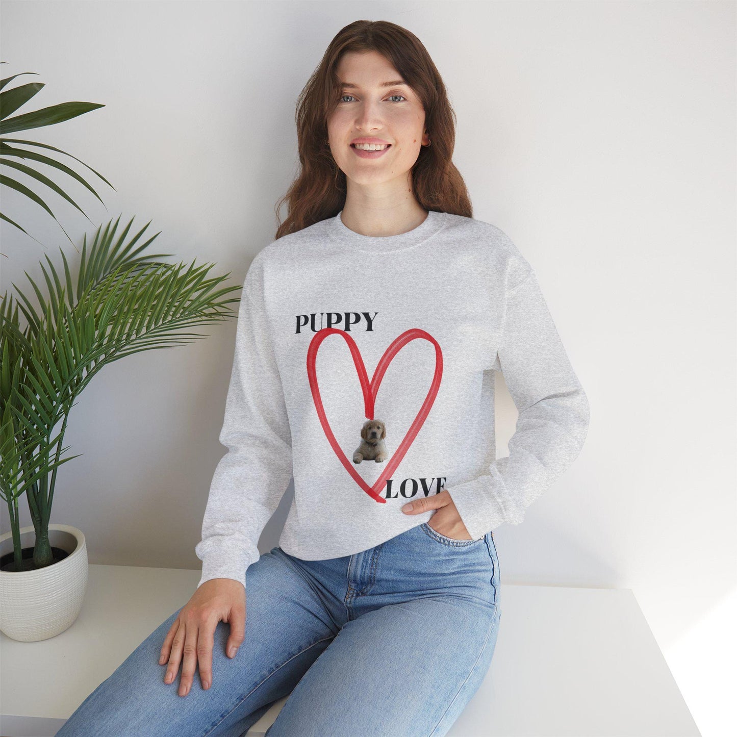 Puppy Love Sweatshirt - Cozy Gift for Dog Lovers, Cute Animal Apparel, Perfect for Pet Owners, Valentine's Day, Everyday Comfort