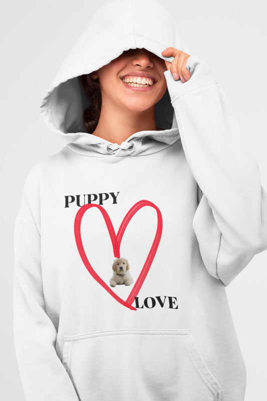 Puppy Love Hoodie, Cozy Pet Sweatshirt, Dog Lover Gift, Unisex Hoodie, Animal Apparel, Cute Dog Clothing