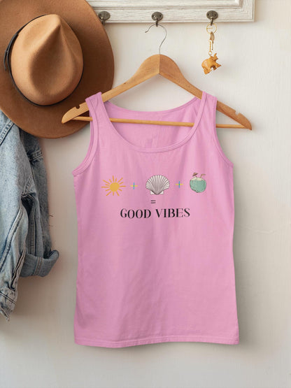 Sun Salt Sand Coconut Tank Top, Beach Vibes Graphic Tee, Summer Essentials for Casual Wear, Unisex Garment-Dyed Tank, Fun Holiday Weekend