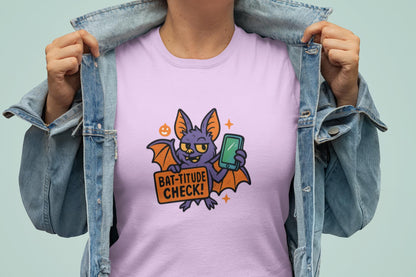 Funny Youth Tee with Batitude Check Design, Kids Halloween Shirt, Bat Shirt for Children, Cute Halloween Outfit, Gift for Halloween Party