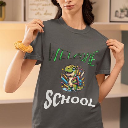 Welcome School  to School T-Shirt, Cute Dino Tee, Back to School Gift for Teachers, Welcome Back TShirt, Teacher Appreciation, Teacher Shirt