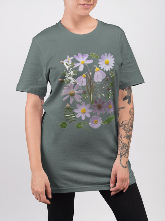 Boho Wildflowers Short-Sleeve T-Shirt, Spring Fashion, Casual Wear, Feminine Tee, Women's Floral Graphic Tee, Comfort Colors Tshirt