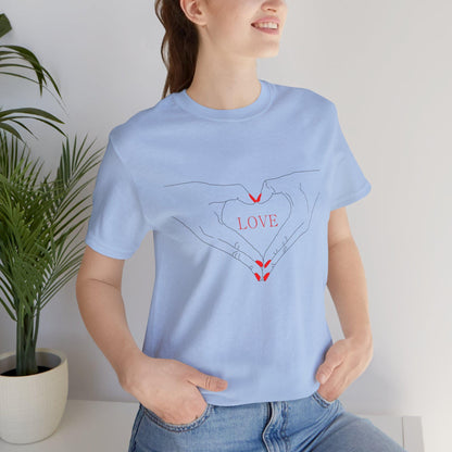 I Heart Love Hands Unisex Jersey Tee, Cute Couple Shirt, Gift for Her, Gift for Him, Valentine's Day Gift, Everyday Casual Wear