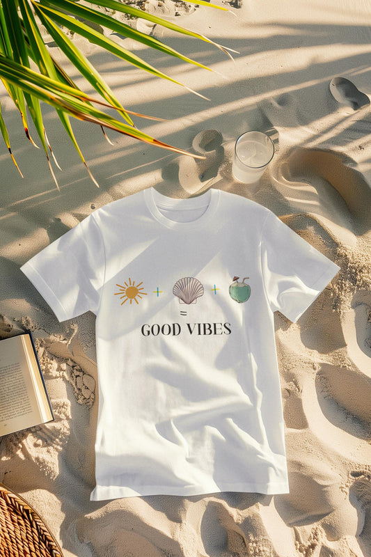 Good Vibes Unisex Tee | Beach Lover T-Shirt, Summer Essentials, Gift for Friends, Casual Wear, Eco-Friendly Fashion