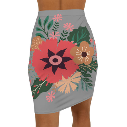 Floral Women's Mid-Waist Pencil Skirt, Chic Design for Everyday, Office Wear, Floral Fashion Statement, Gift for Her, Fun Spring Summer Wear