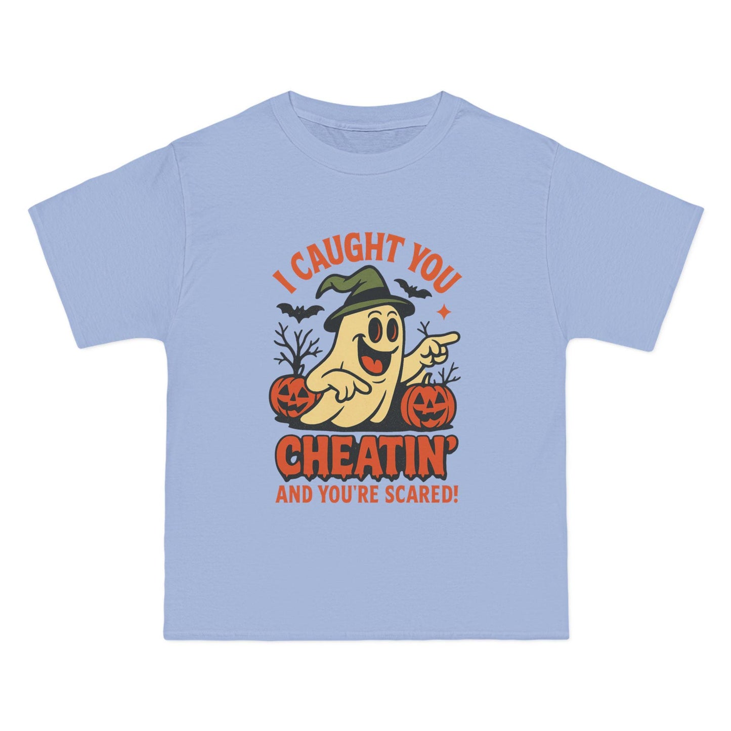 Playful Halloween T-Shirt, Funny Ghost Tee, Spooky Costume Top, Halloween Party Wear, Trick or Treat Shirt,  Halloween Cheating Meme T-Shirt