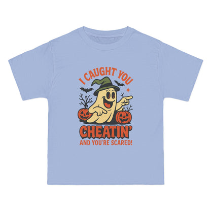 Playful Halloween T-Shirt, Funny Ghost Tee, Spooky Costume Top, Halloween Party Wear, Trick or Treat Shirt,  Halloween Cheating Meme T-Shirt