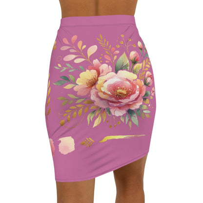 Floral Women's Mid-Waist Pencil Skirt, Chic Design for Everyday, Office Wear, Floral Fashion Statement, Gift for Her, Fun Spring Summer Wear