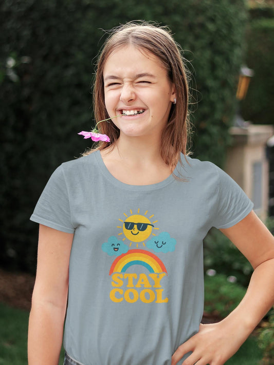 Kids Summer Tee, Stay Cool Graphic Shirt, Fun Kids Apparel, Sunny Day Outfit, Rainbow T-Shirt, Cool Kid's Clothes, Back to School Apparel