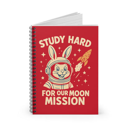 Astronaut Bunny Spiral Notebook - Study Hard for Our Moon Mission, Students Teachers STEM Gift Cute, Study Notes Planner Back to School