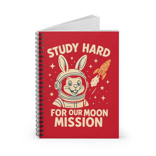 Astronaut Bunny Spiral Notebook - Study Hard for Our Moon Mission, Students Teachers STEM Gift Cute, Study Notes Planner Back to School
