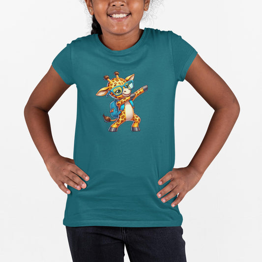 Kids Back to School Happy Giraffe T-Shirt, Floral Globe Graphic Tee, Fun Shirt for Children, Cool Back to School Clothing for Him and Her
