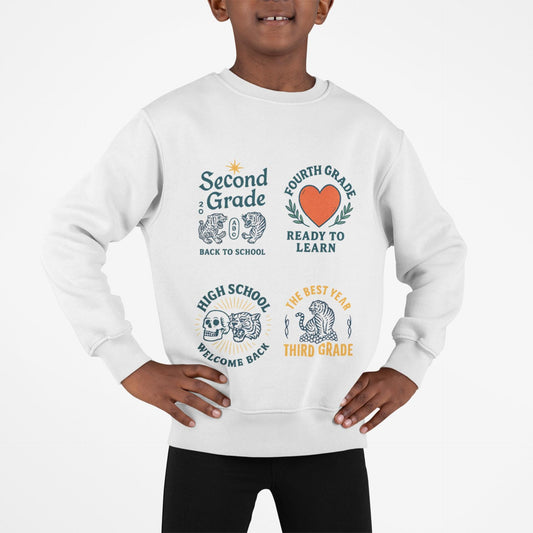 Kids Inspiring Sweatshirt - Inspiring Message for Different School Grades, Fun Sweatshirt, Gift for Boys & Girls Back to School