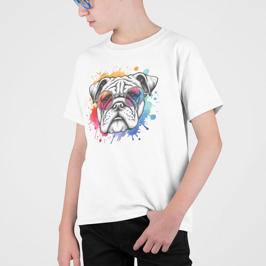 Comfort Colors Artistic Bulldog Illustrated T-Shirt, Kids Bulldug Graphic Tee, Fun Shirt for Children, Cool Summer Clothing, Gift For Kids