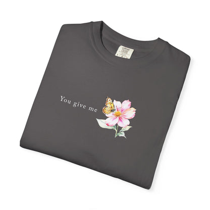 Whimsical Floral Butterfly T-Shirt, Nature Lover Shirt, Everyday Casual Tee, Gift for Her, Spring Fashion Top, Eco-friendly Apparel