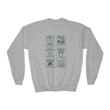 Youth Motivational Crewneck Sweatshirt, Back to School Gift, Study Motivation Apparel, Positive Quotes Sweatshirt, Comfortable Kids