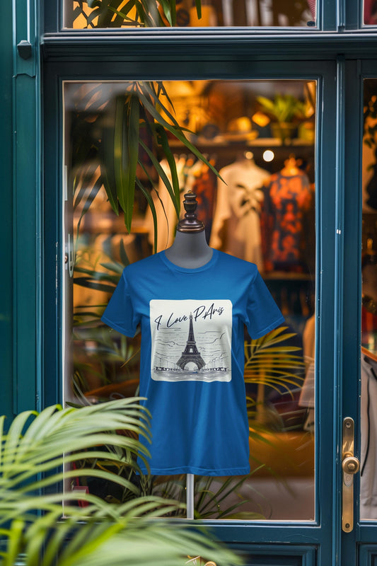 Paris Love T-Shirt, Casual Fashion Tee, Gift for Travelers, Summer Wardrobe Essential, Eiffel Tower Art Shirt, European Vacation Vibe Tee