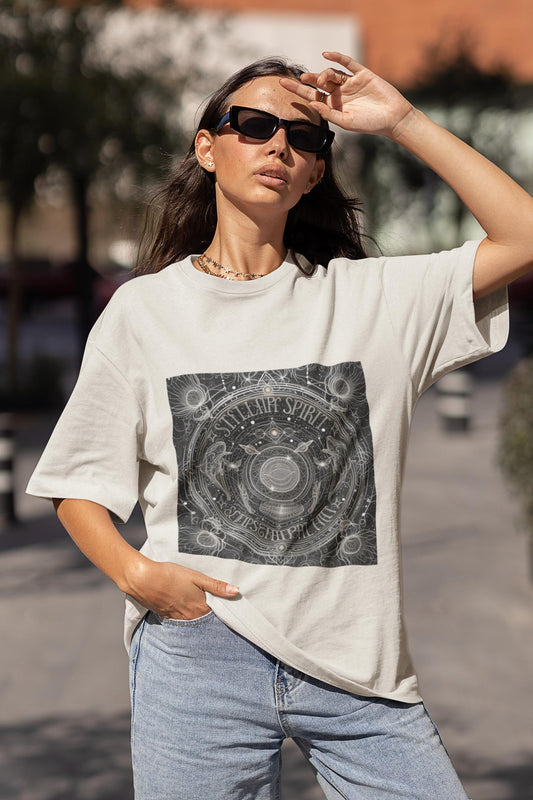 Cosmic Spirit Boho T-Shirt - Stylish Unisex Tee for Music Lovers, Astrology Fans, Spiritual Seekers, Yoga, Meditation, Stellar Spirit
