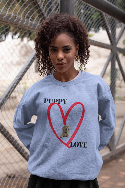 Puppy Love Sweatshirt - Cozy Gift for Dog Lovers, Cute Animal Apparel, Perfect for Pet Owners, Valentine's Day, Everyday Comfort