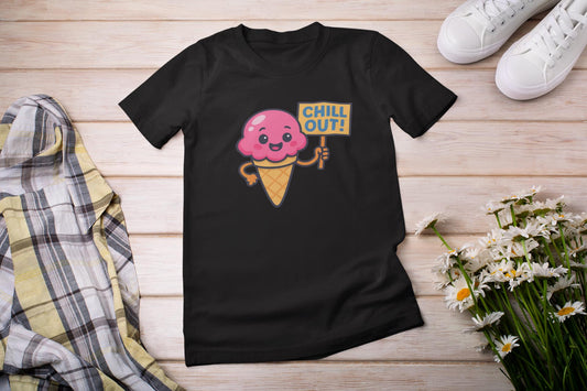 Kids Ice Cream T-Shirt - Chill Out Tee for Summer Fun, Gift for Boy & Girls, Playtime Essentials, Summer Vibes, Back to School Apparel