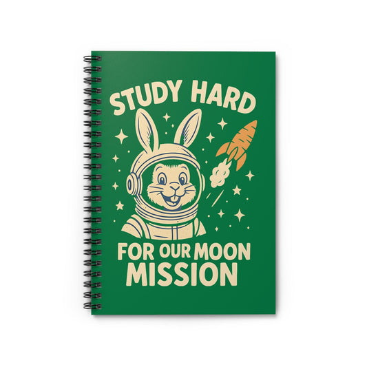 Astronaut Bunny Spiral Notebook - Study Hard for Our Moon Mission, Students Teachers STEM Gift Cute, Study Notes Planner Back to School