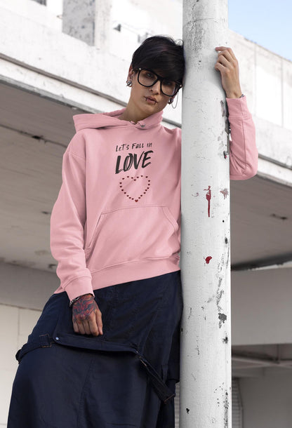Let's Fall in Love Fun Flirty Hoodie, Fall Graphic Hooded Sweatshirt, Everyday Wear Cozy Hoodie, Cute Summer Top, Unisex Pullover Sweater